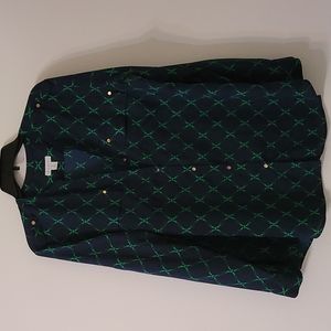 Charter Club blur and green button down shirt in size XL